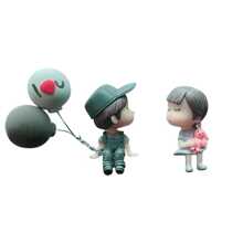 1 Pair Cute Cartoon Couple Balloon Ornaments, Car Interior Dashboard Accessories, Girl's Car Decor Gift - Grey - View 6