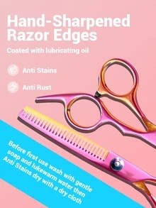 Premium 8 Pieces Hair Cutting Scissors Kit - Professional Barber Shears Set With Thinning Shears - Perfect For Haircuts, Blending, And Salon-Results - Suitable For Men, Women, And Pets (Rose) - Ombre - View 6