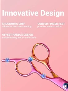 Premium 8 Pieces Hair Cutting Scissors Kit - Professional Barber Shears Set With Thinning Shears - Perfect For Haircuts, Blending, And Salon-Results - Suitable For Men, Women, And Pets (Rose) - Ombre - View 5