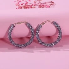 1pair Luxurious Style Colorful Diamond Earrings For Women - Mauve Purple - View 1