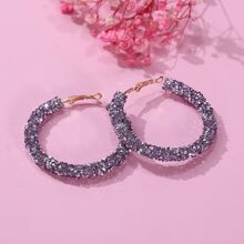1pair Luxurious Style Colorful Diamond Earrings For Women - Mauve Purple - View 3