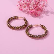 1 对迷人闪亮水钻圆环耳环，适合派对和日常时尚佩戴