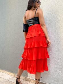 Women Skirts - 紅色 - 查看 3