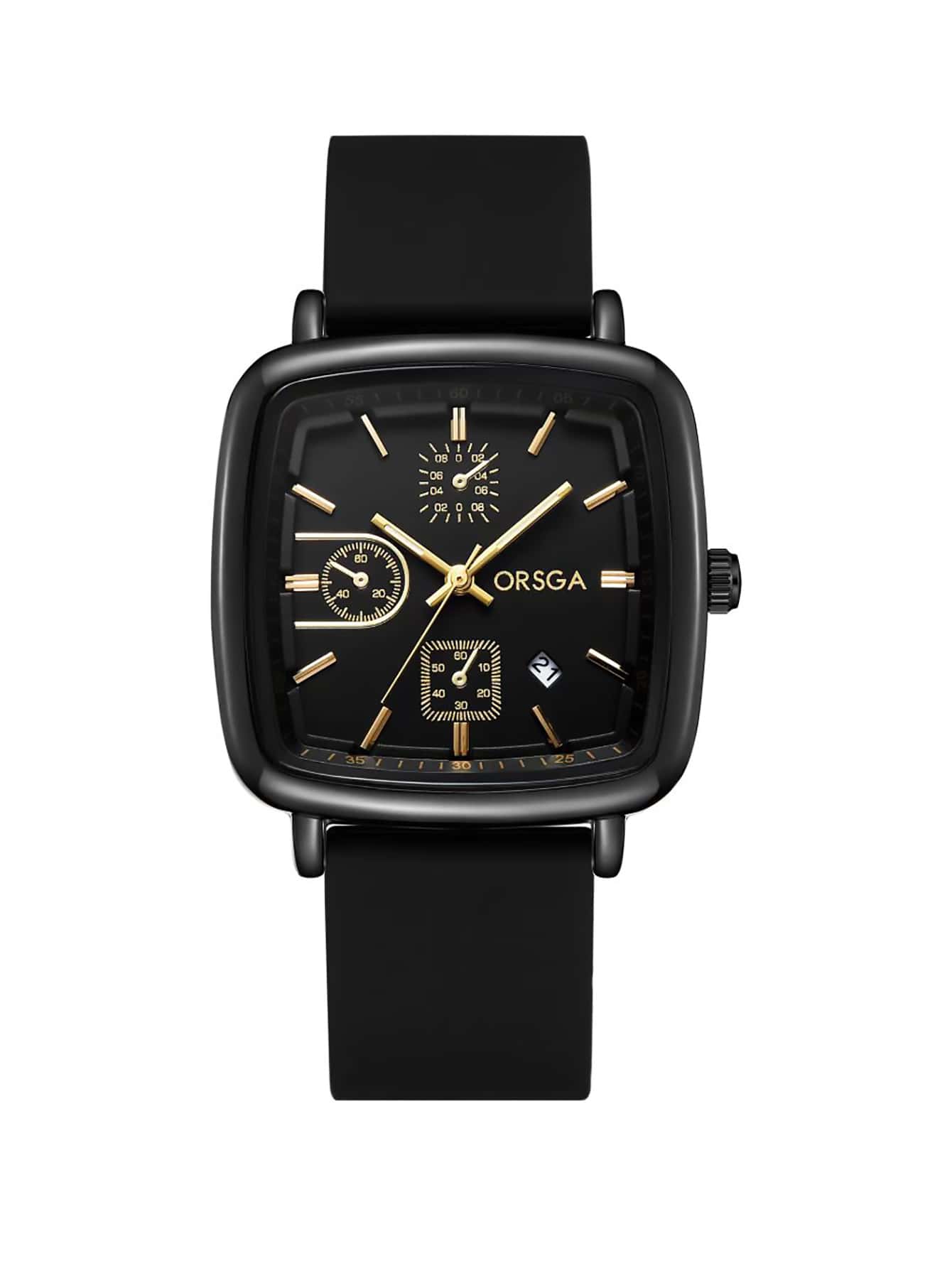 ORSGA Reloj de pulsera de moda ligero lujoso elegante PU con tira cuarzo impermeable de mujeres Reloj - Negro - Ver 1