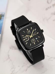 ORSGA Reloj de pulsera de moda ligero lujoso elegante PU con tira cuarzo impermeable de mujeres Reloj - Negro - Ver 2
