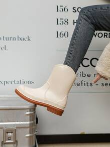 時尚冬天女性套鞋,女性鞋,防水和工作雨鞋,涉水鞋 - 杏色 - 查看 1