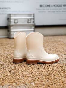 時尚冬天女性套鞋,女性鞋,防水和工作雨鞋,涉水鞋 - 杏色 - 查看 5