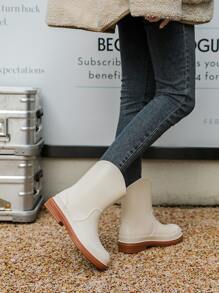 時尚冬天女性套鞋,女性鞋,防水和工作雨鞋,涉水鞋 - 杏色 - 查看 3