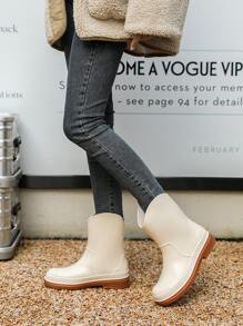 時尚冬天女性套鞋,女性鞋,防水和工作雨鞋,涉水鞋 - 杏色 - 查看 2