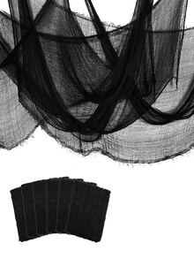 1PC Vải Halloween rùng rợn, Vải ma quái, Vải dệt mạng nhện co giãn Halloween, Vật dụng trang trí nền tiệc gia đình bạn bè Halloween, Vải gạc rùng rợn màu tối, Vải lò sưởi Halloween, Giáng sinh - màu đen - Xem 2