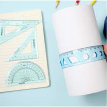 20cm Ruler Set For Student Drawing, Including Triangle Ruler, Protractor And Multiple Scaled Rulers - Blue - View 4