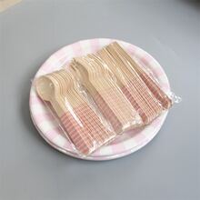 16入組粉色的紙,16入組木頭,16入組木頭勺子,16入組木頭叉子 - 粉色 - 查看 2