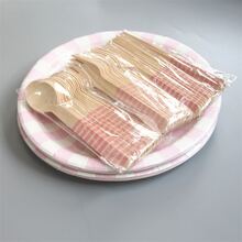 16入組粉色的紙,16入組木頭,16入組木頭勺子,16入組木頭叉子 - 粉色 - 查看 3