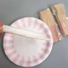 16入組粉色的紙,16入組木頭,16入組木頭勺子,16入組木頭叉子 - 粉色 - 查看 4