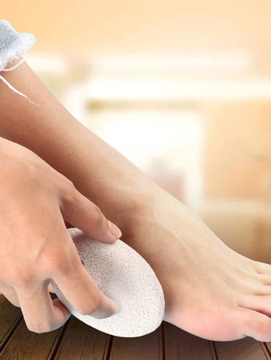 1 Miếng Tự nhiên Đá bọt đá In Hình Bầu Dục Đối với Loại bỏ Da chết Và Callus Đôi chân Và Mát-xa - Màu Xám nhạt - Xem 1