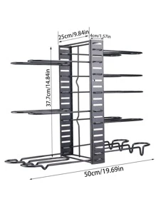 Pots and Pans Organizer, 8 Tier with 3 DIY Methods, Adjustable Rack for Cabinet, Kitchen Organization, Storage and for Pot Lid - 黑色 - 查看 6