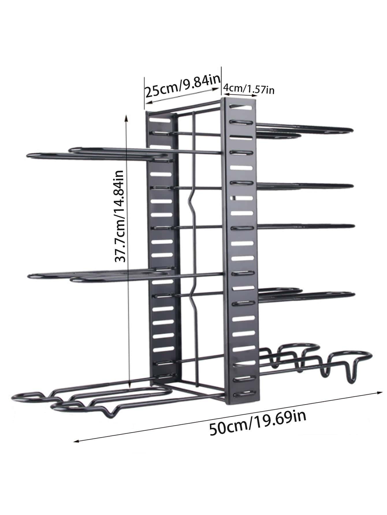 Pots and Pans Organizer, 8 Tier with 3 DIY Methods, Adjustable Rack for Cabinet, Kitchen Organization, Storage and for Pot Lid - 黑色 - 查看 6