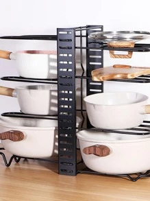 Pots and Pans Organizer, 8 Tier with 3 DIY Methods, Adjustable Rack for Cabinet, Kitchen Organization, Storage and for Pot Lid - 黑色 - 查看 7