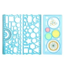 适用于小学生的多功能几何绘图尺套装，采用创意可更换设计，尺子 - 藍色 - 查看 4