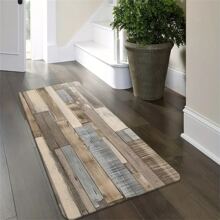 1 件装门垫、入口地毯、浴室垫、木纹水晶天鹅绒地毯、长地垫、防滑厨房垫、耐用防尘地毯 - 彩色 - 查看 1