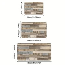 1 件装门垫、入口地毯、浴室垫、木纹水晶天鹅绒地毯、长地垫、防滑厨房垫、耐用防尘地毯 - 彩色 - 查看 4
