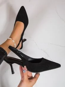 Niche French Style Black Peep Toe High Heeled Sandals For Women, Pointed Toe, New In Spring/summer 2023 - Black - View 2