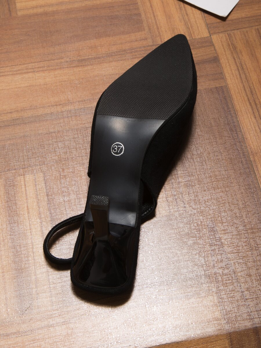 Niche French Style Black Peep Toe High Heeled Sandals For Women, Pointed Toe, New In Spring/summer 2023 - Black - View 1