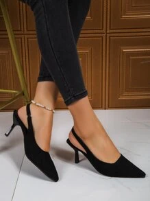 Niche French Style Black Peep Toe High Heeled Sandals For Women, Pointed Toe, New In Spring/summer 2023 - Black - View 7