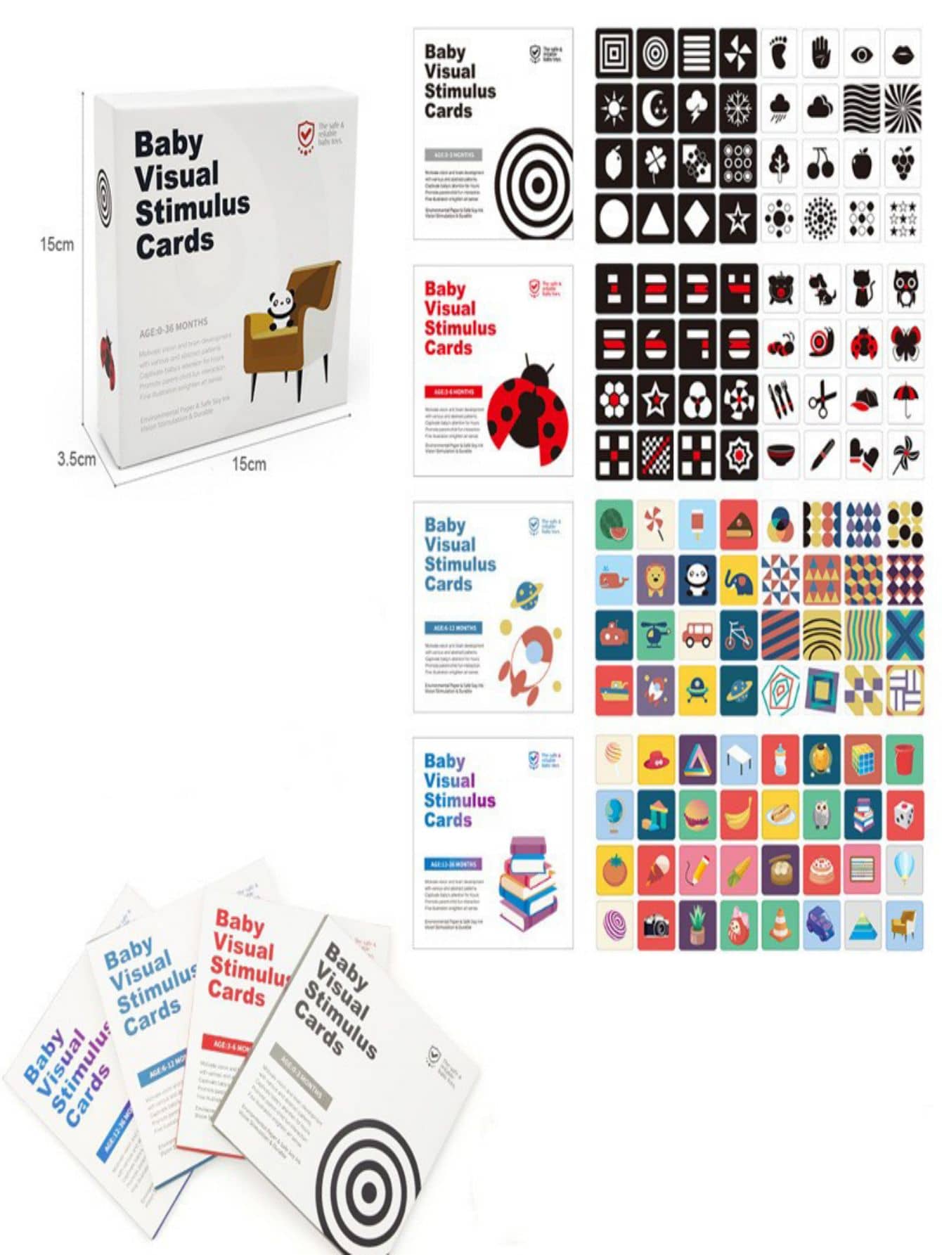 64pcs High Contrast Baby Early Education Cards For Visual Stimulation, Double-Sided Multi-Period Learning Educational Cards, Early Education Toys For Newborns, Infants, Suitable For 0-36 Months - Multicolor - View 1