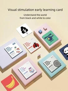 64pcs High Contrast Baby Early Education Cards For Visual Stimulation, Double-Sided Multi-Period Learning Educational Cards, Early Education Toys For Newborns, Infants, Suitable For 0-36 Months - Multicolor - View 5