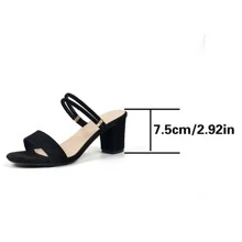 2023 Summer New Arrival Fashionable High Heel Sandals For Women, Comfortable Chunky Heel, Two-way Wear - Black - View 5