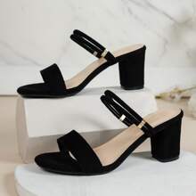 2023 Summer New Arrival Fashionable High Heel Sandals For Women, Comfortable Chunky Heel, Two-way Wear - Black - View 1