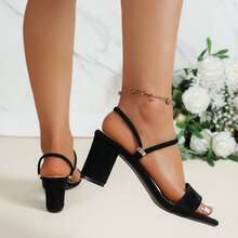 2023 Summer New Arrival Fashionable High Heel Sandals For Women, Comfortable Chunky Heel, Two-way Wear - Black - View 4
