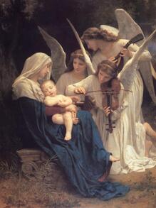 1入組精細的藝術帶超清細節,古典油畫天使和嬰兒在手臂入口客廳墻面裝飾帆布印花,不附框架 - 彩色 - 查看 1