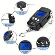 110lb/50kg Lcd Backlight Display Fishing Scale Electronic Hanging Hook Scale - Black - View 5