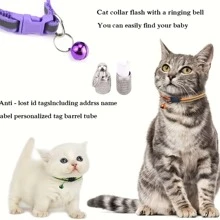 12入組反光貓項圈帶鈴鐺,可調節可分離貓項圈帶鈴鐺和安全扣飾 - 彩色 - 查看 7