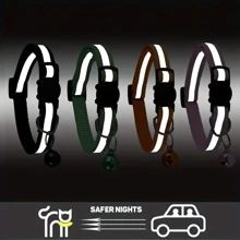 12入組反光貓項圈帶鈴鐺,可調節可分離貓項圈帶鈴鐺和安全扣飾 - 彩色 - 查看 4