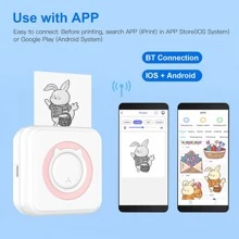 Mini Photo Printer Compatible With IPhone/Android,1000mAh Portable Thermal Photo Printer For Gift Study Notes Work Children Photo Picture Memo - Pink - View 2