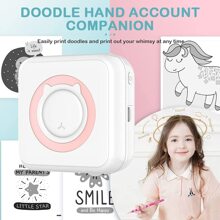 Mini Photo Printer Compatible With IPhone/Android,1000mAh Portable Thermal Photo Printer For Gift Study Notes Work Children Photo Picture Memo - Pink - View 6