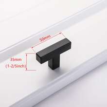 黑色方型櫥櫃把手，不銹鋼廚房門把手，櫥櫃衣櫃抽屜拉手，現代黑色方型家具五金配件 - 黑色 - 查看 7