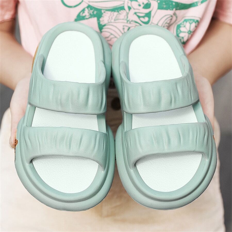 Sommer Damen Pantoffeln mit Neue Ankunft lässig Gemütlich EVA Sandalen weich , atmungsaktiv , Farbe Hausschuhe Für Männer & Frauen , Vier Innen , Outdoor , , Modisch , Vielseitig , Strand Flip Flops - Hellgrau - Übersicht 1