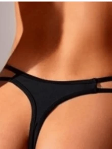 纯色镂空比基尼泳裤 夏季 - 黑色 - 查看 2