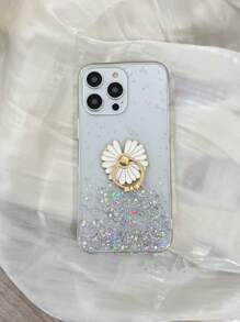 Funda de teléfono transparente con decoración de flores 3D - Blanco - Ver 5