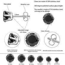 1 Của 316L Không gây dị ứng Thép không gỉ Hoa tai , Không gây dị ứng Lập phương Sáu-ngạnh AAA Đen Hoa tai , Đơn giản Và Linh hoạt Hoa tai Với Kim cương , Đúng mốt Xu hướng Hoa tai , Không giới tính Phong cách , Lung linh Thép Titan Hoa tai - màu đen - Xem 2