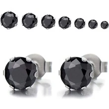 1 Của 316L Không gây dị ứng Thép không gỉ Hoa tai , Không gây dị ứng Lập phương Sáu-ngạnh AAA Đen Hoa tai , Đơn giản Và Linh hoạt Hoa tai Với Kim cương , Đúng mốt Xu hướng Hoa tai , Không giới tính Phong cách , Lung linh Thép Titan Hoa tai - màu đen - Xem 6