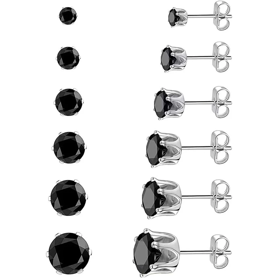 1 Của 316L Không gây dị ứng Thép không gỉ Hoa tai , Không gây dị ứng Lập phương Sáu-ngạnh AAA Đen Hoa tai , Đơn giản Và Linh hoạt Hoa tai Với Kim cương , Đúng mốt Xu hướng Hoa tai , Không giới tính Phong cách , Lung linh Thép Titan Hoa tai - màu đen - Xem 1