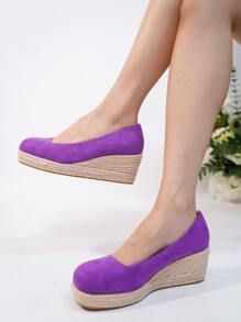 Women's Round Toe, Low Cut, Hemp Rope, Retro Casual Shoes For All Seasons - Purple - View 1