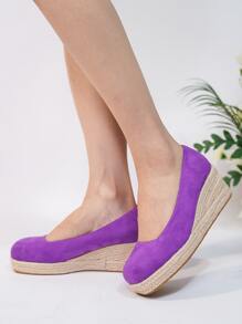 Women's Round Toe, Low Cut, Hemp Rope, Retro Casual Shoes For All Seasons - Purple - View 2