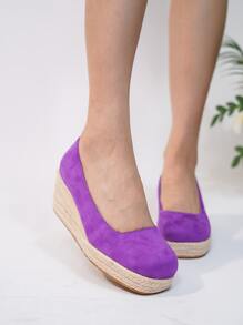 Women's Round Toe, Low Cut, Hemp Rope, Retro Casual Shoes For All Seasons - Purple - View 3