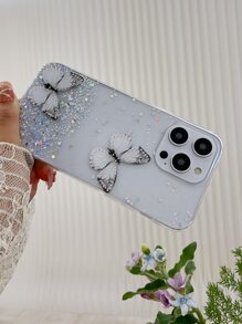 夏日仙境 Y2k 1件装蝴蝶图案透明手机壳，国际版，非国内版 - 白色 - 查看 5